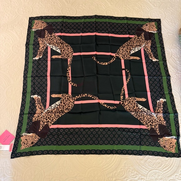New Kate Spade New York Lady Leopard 34” Square Silk Scarf - Picture 2 of 10